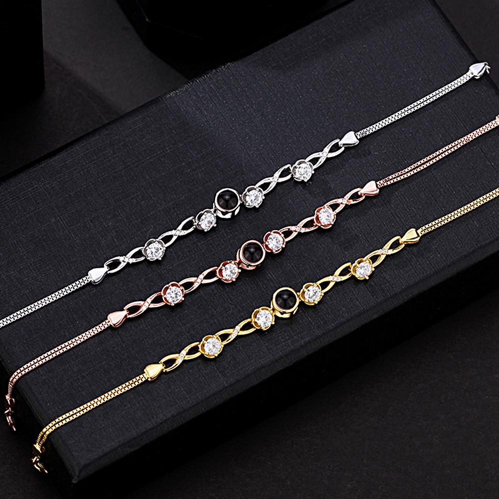 Pulsera De Proyección De Fotos Personalizada Con Diamantes Hermoso Regalo - milamparaluna
