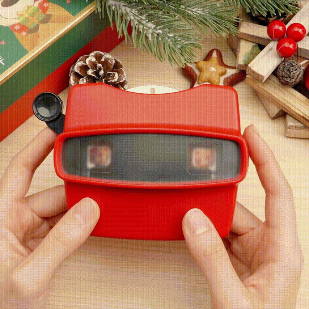Visor 3d Personalizado Y Carrete. Regalo Navideño Rosa Personalizado Con Tus Propias Fotos. Visor De Texto Y Fotos. Varias Películas Disponibles. Visor Rojo. - mymoonlampes