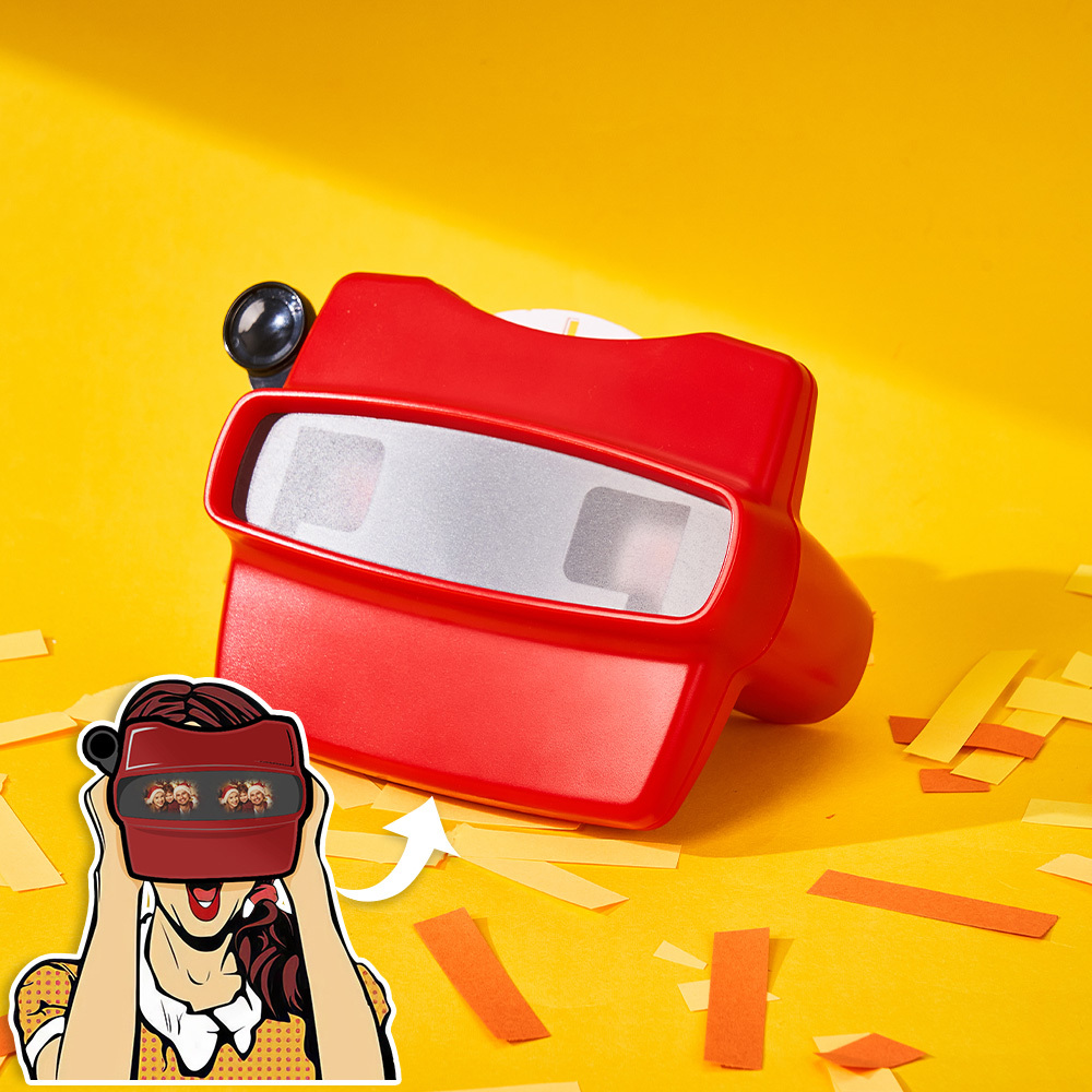 Visor 3d Personalizado Y Carrete. Regalo Navideño Rosa Personalizado Con Tus Propias Fotos. Visor De Texto Y Fotos. Varias Películas Disponibles. Visor Rojo. - mymoonlampes