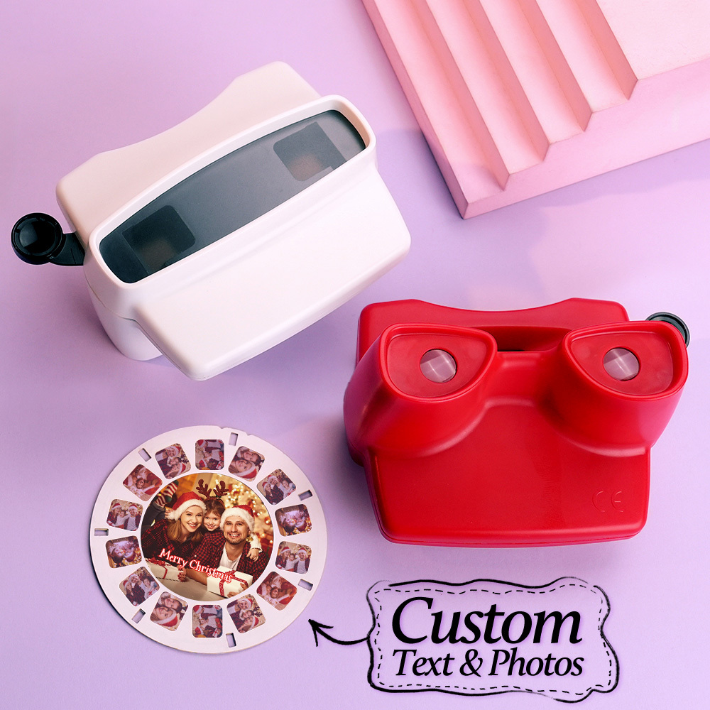 Visor 3d Personalizado Y Carrete. Regalo Navideño Rosa Personalizado Con Tus Propias Fotos. Visor De Texto Y Fotos. Varias Películas Disponibles. Visor Rojo. - mymoonlampes