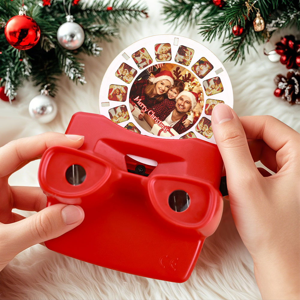 Visor 3d Personalizado Y Carrete. Regalo Navideño Rosa Personalizado Con Tus Propias Fotos. Visor De Texto Y Fotos. Varias Películas Disponibles. Visor Rojo. - mymoonlampes