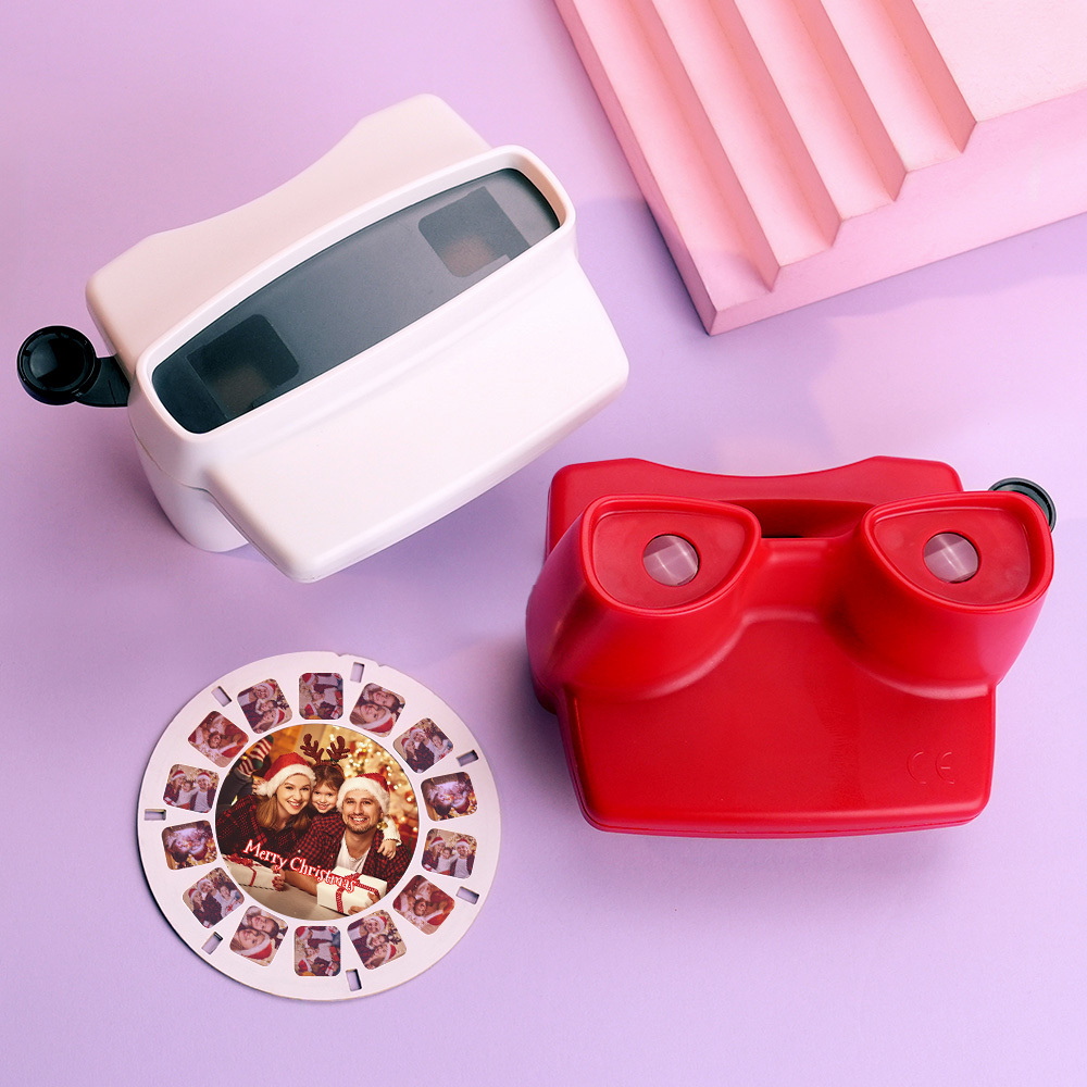 Visor 3d Personalizado Y Carrete. Regalo Navideño Rosa Personalizado Con Tus Propias Fotos. Visor De Texto Y Fotos. Varias Películas Disponibles. Visor Rojo. - mymoonlampes