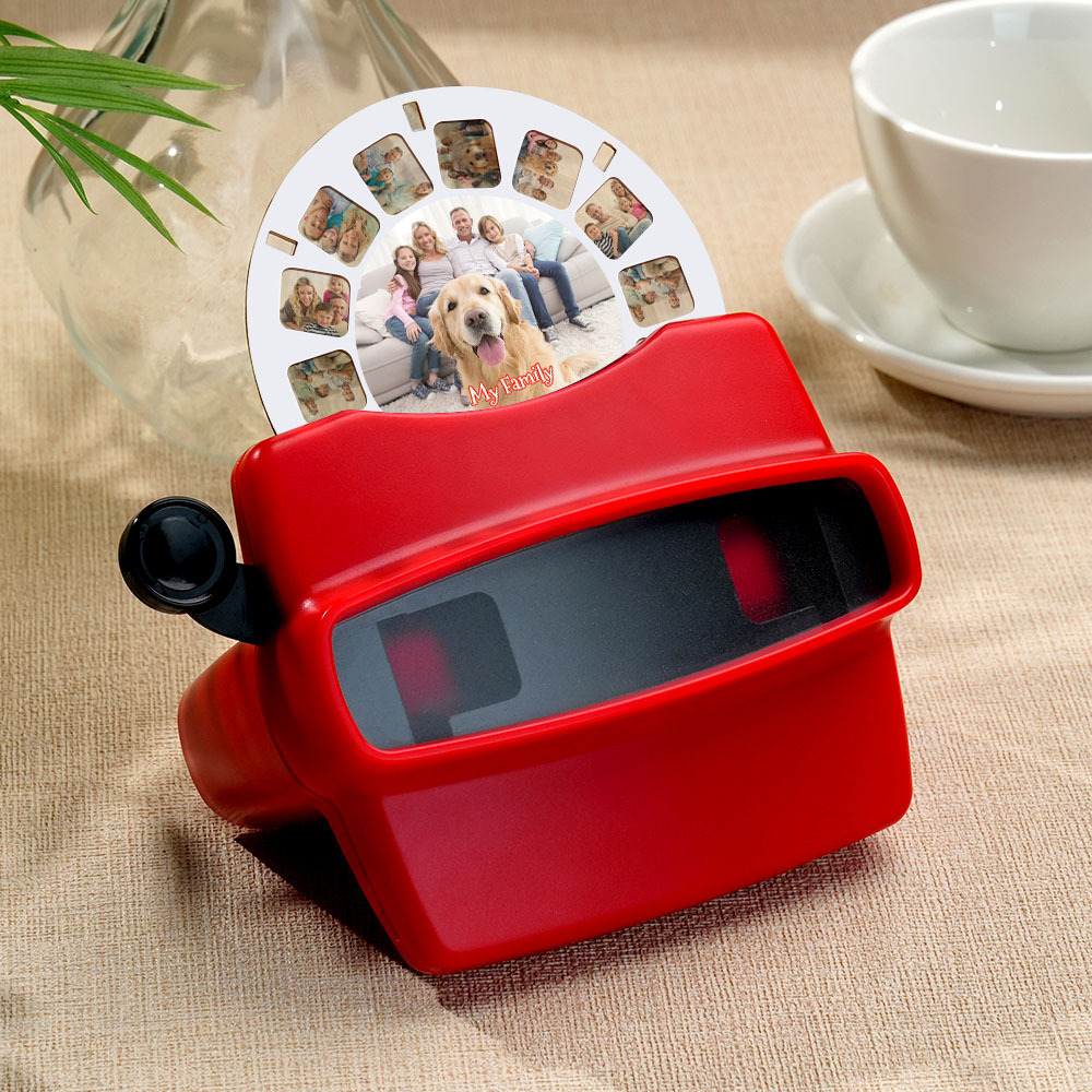 Visor 3d Personalizado Y Carrete. Regalo Navideño Rosa Personalizado Con Tus Propias Fotos. Visor De Texto Y Fotos. Varias Películas Disponibles. Visor Rojo. - mymoonlampes