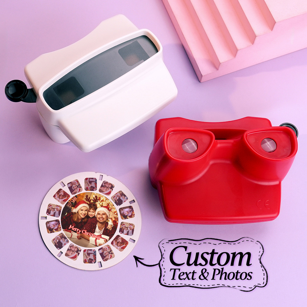 Visor 3d Personalizado Y Carrete. Regalo Navideño Rosa Personalizado Con Tus Propias Fotos. Visor De Texto Y Fotos. Varias Películas Disponibles. Visor Rojo. - mymoonlampes
