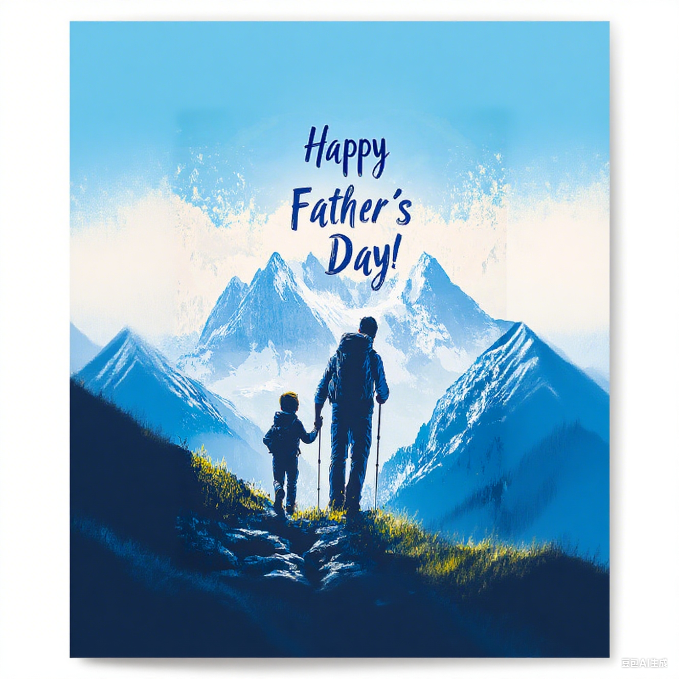 Tarjeta De Felicitación Divertida Del Día Del Padre Silueta De Padre E Hijo E - mymoonlampes
