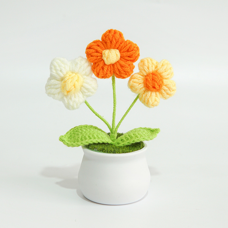 Adorno De Girasol Tejido En Maceta, Regalo Perfecto Para Los Amantes De Las Plantas. - mymoonlampes