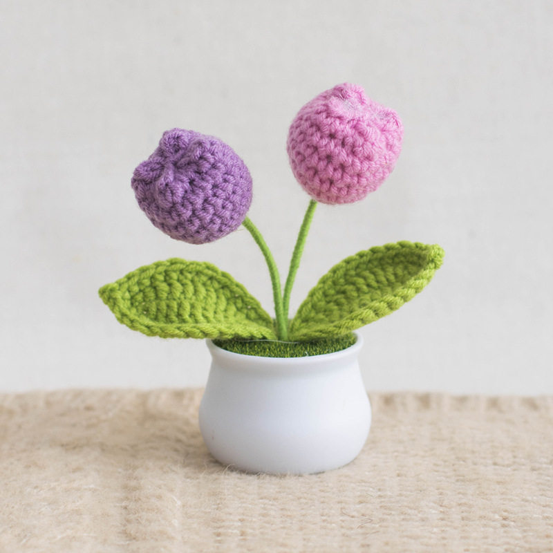 Adorno De Tulipán Tejido En Maceta, Regalo Perfecto Para Los Amantes De Las Plantas - mymoonlampes