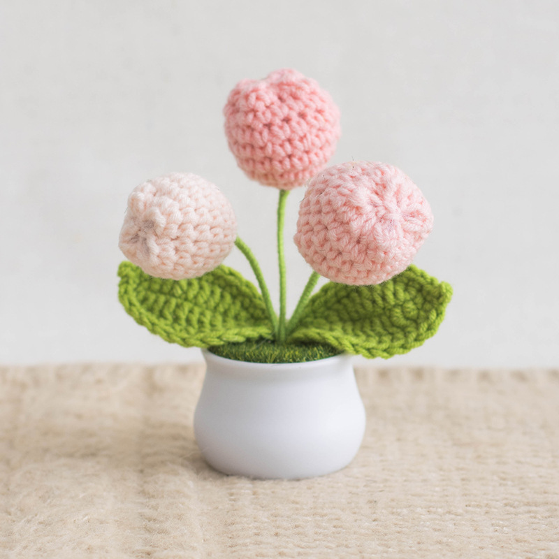 Adorno De Tulipán Tejido En Maceta, Regalo Perfecto Para Los Amantes De Las Plantas - mymoonlampes