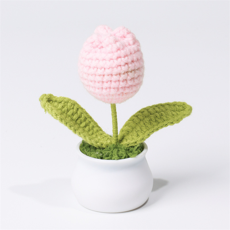 Adorno De Tulipán Tejido En Maceta, Regalo Perfecto Para Los Amantes De Las Plantas - mymoonlampes