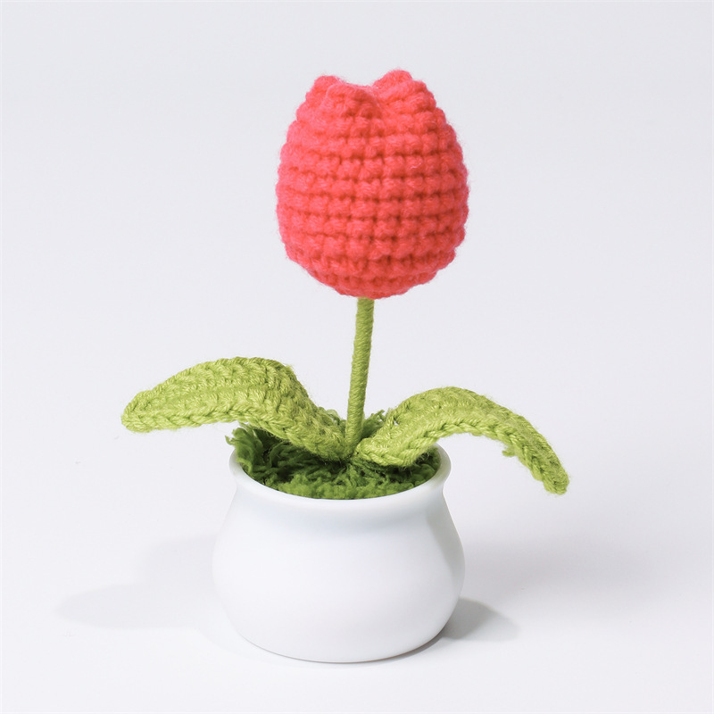 Adorno De Tulipán Tejido En Maceta, Regalo Perfecto Para Los Amantes De Las Plantas - mymoonlampes