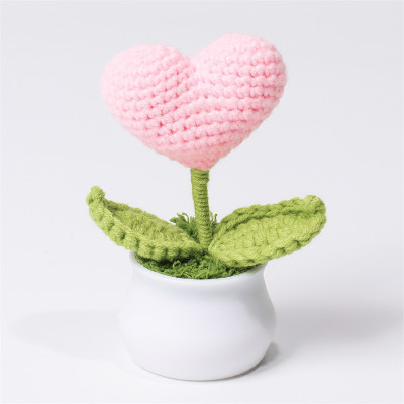 Adorno De Corazón Tejido En Maceta Para San Valentín, Regalo Perfecto Para Ella - mymoonlampes