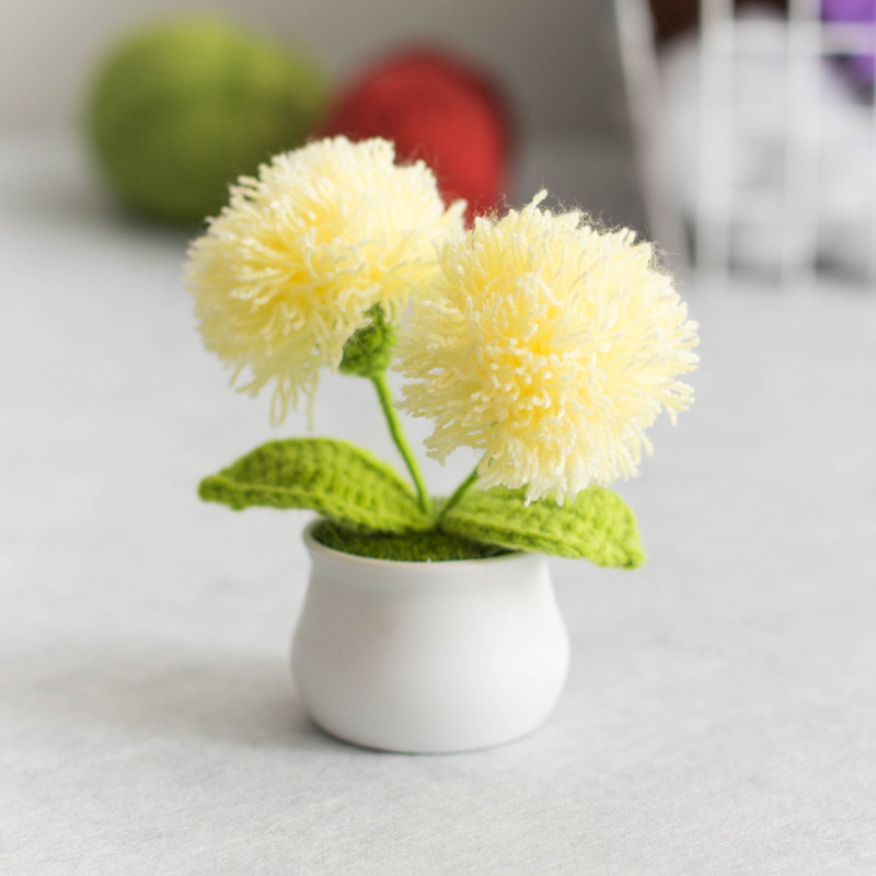 Mini Maceta De Pompones De Ganchillo, Dulce Regalo Hecho A Mano Para Ella - mymoonlampes