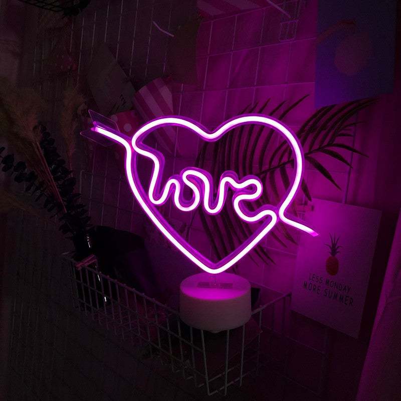 Letreros De Neón Led Con Forma De Corazón, Luz Nocturna, Decoración De Habitación - mymoonlampes