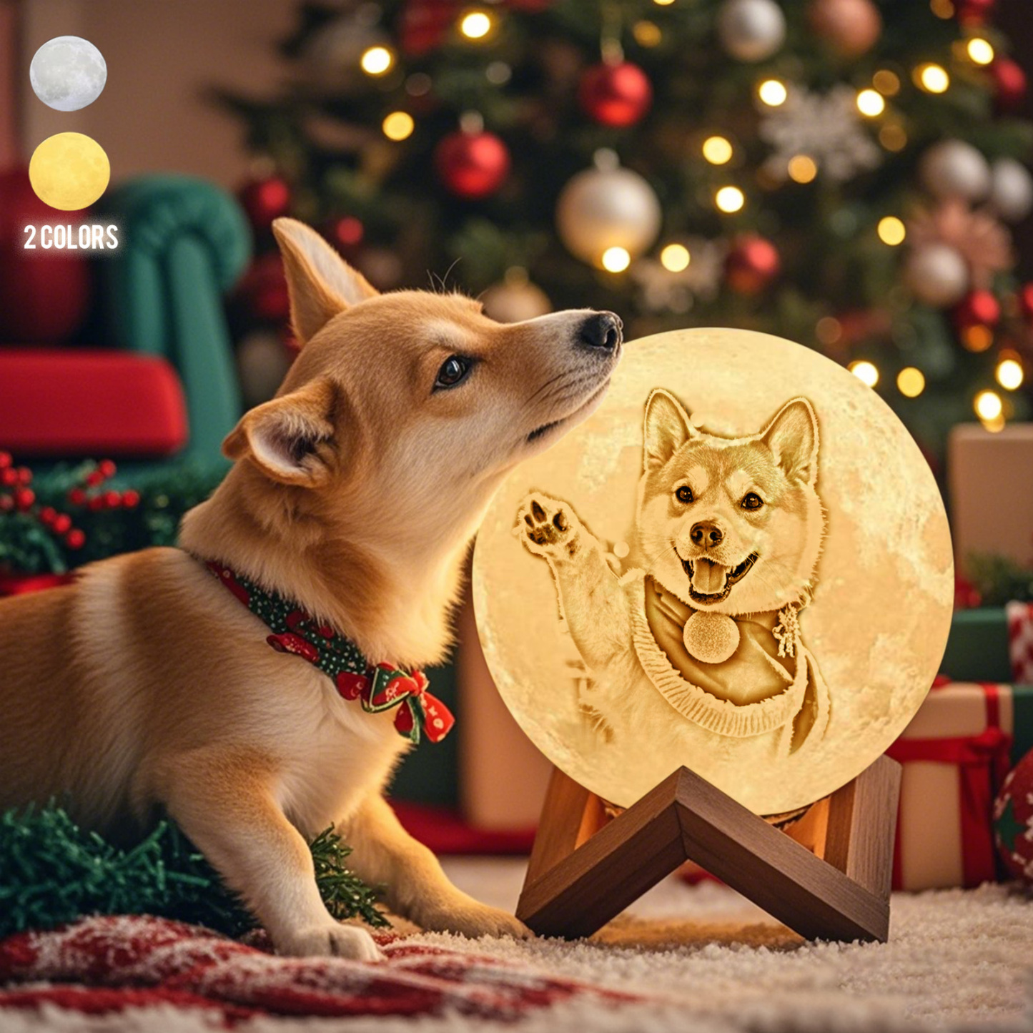 Lámpara Luna de Foto Personalizada 3D Impresión, Lámpara Grabada - Toque Dos Colores