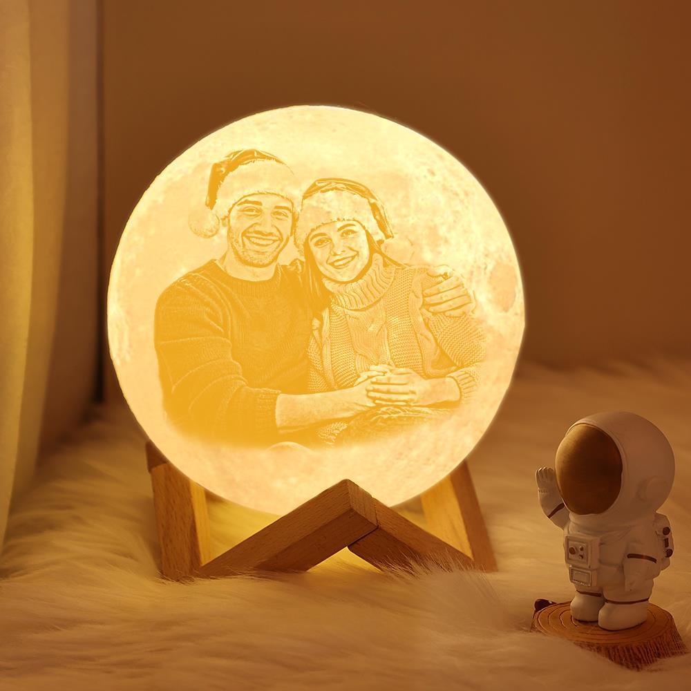 Amante 2 Colores Pareja Foto Personalizada Lámpara Luna 3D Impresión Grabado con Nombre