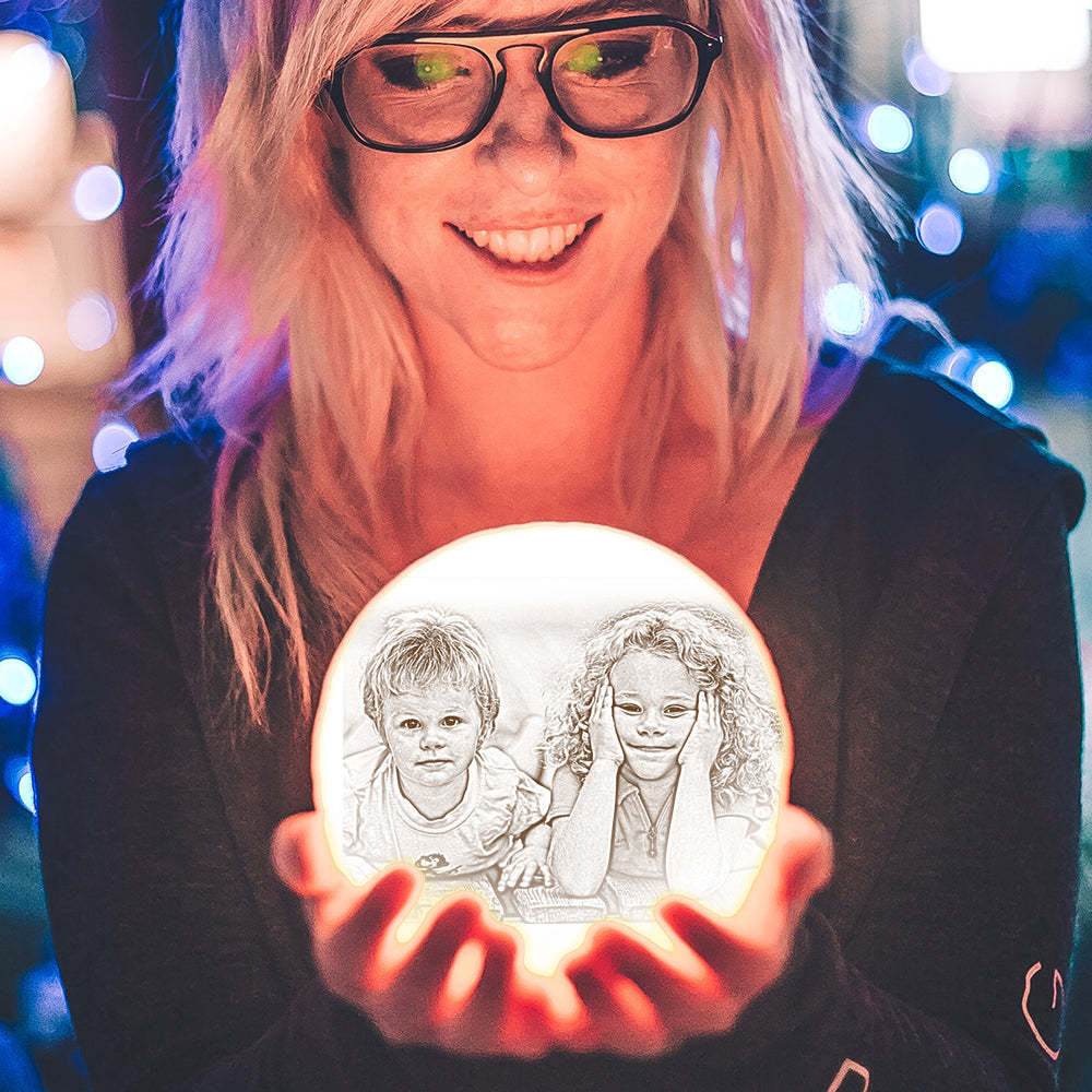 Lámpara De Luna Con Foto Grabada Personalizada E Impresión 3d: Una Idea Creativa Para Un Amigo - Elige Tres Colores - mymoonlampes