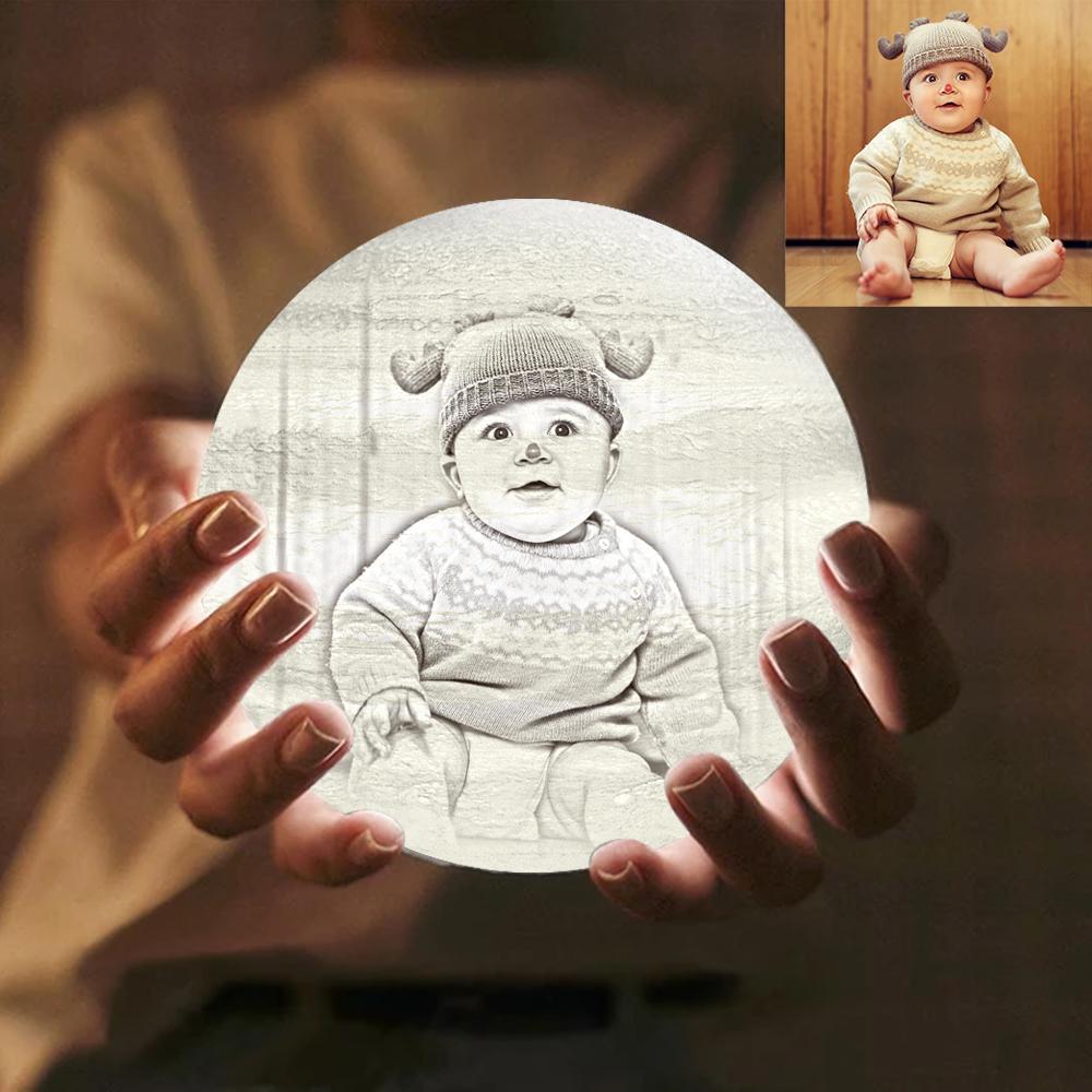 Lámpara Júpiter Impresa En 3d, Personalizada, Con Un Adorable Bebé - Toca Tres Colores (10-20 Cm) - mymoonlampes