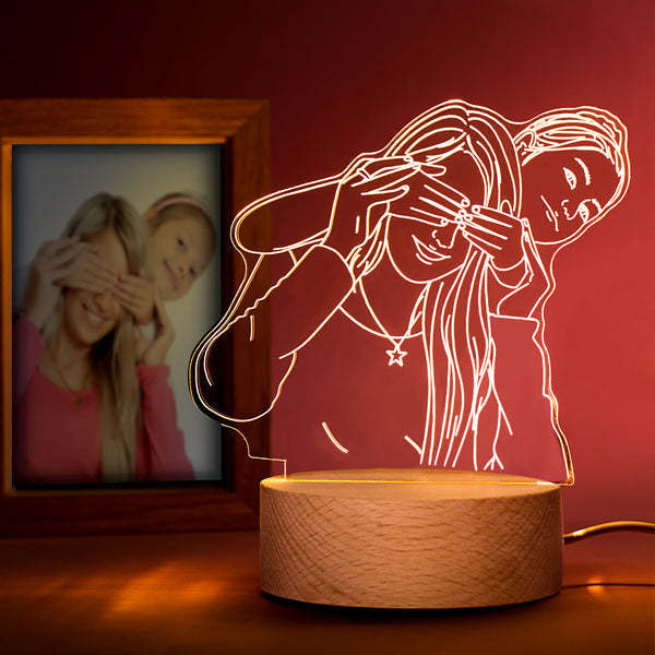 Regalos Del Día De La Madre Para Ella Lámpara Fotográfica Luz Led Luz Nocturna Con Retrato Grabado