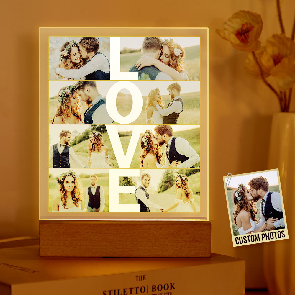Luz Nocturna Led Acrílica Personalizada Con Fotos Personalizadas, Regalo De San Valentín, Aniversario De Bodas - mymoonlampes