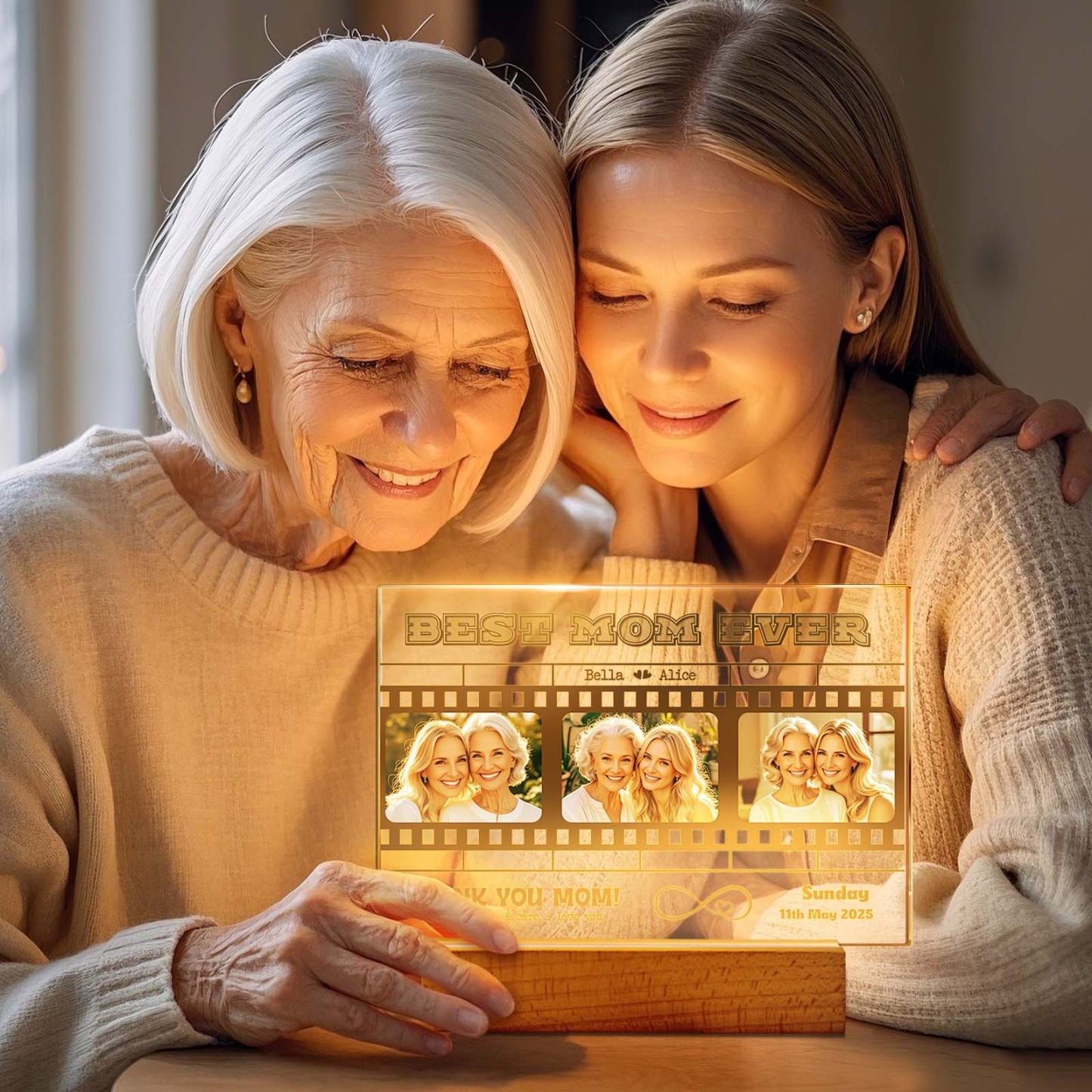 Regalo Del Día De La Madre, Luz De Noche Con Fotos Y Texto Personalizados, El Mejor Regalo Para Mamá, Regalo Personalizado Para Mamá - mymoonlampes