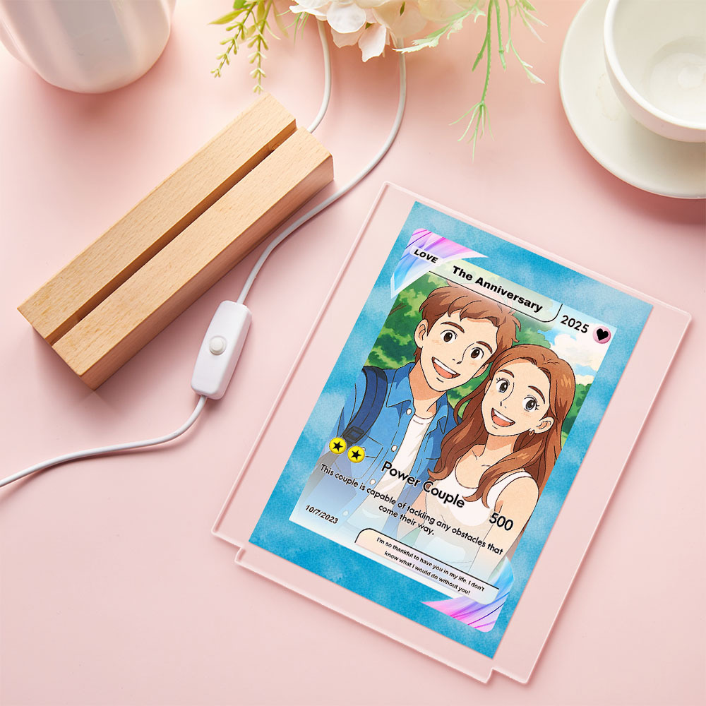 Luz Nocturna Led Acrílica Con Fotos De Dibujos Animados Personalizadas, Regalo Para Pareja - mymoonlampes