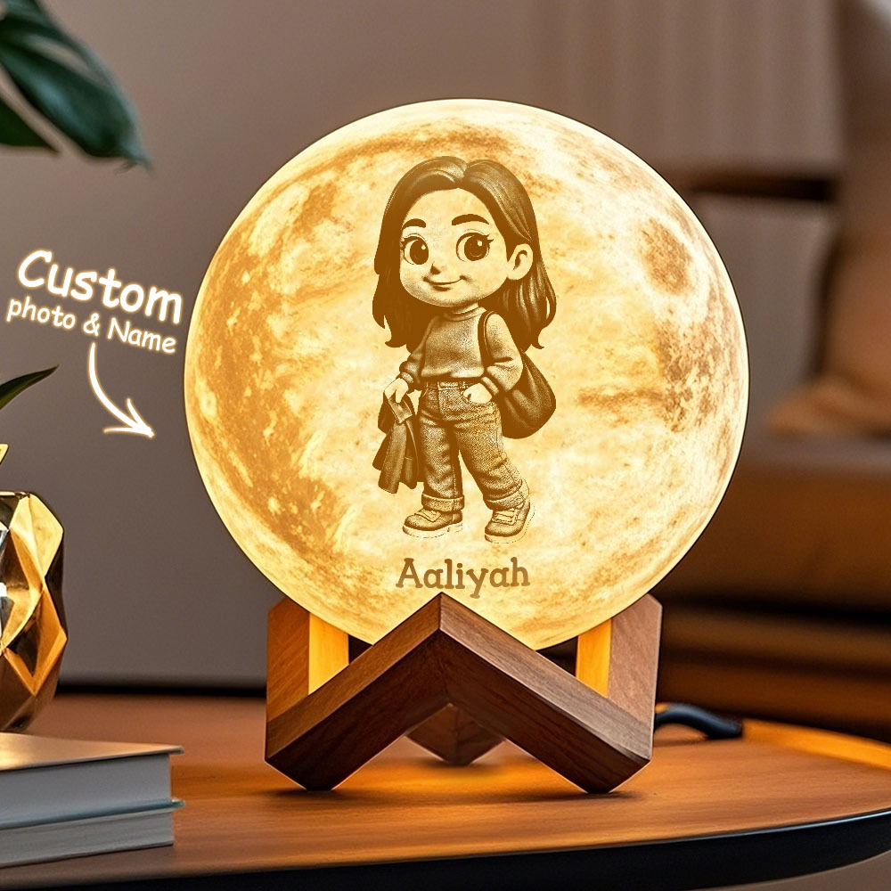 Lámpara De Luna Con Foto 3d Personalizada Y Texto Personalizado: Efecto Anime De 3 Colores Táctiles - mymoonlampes