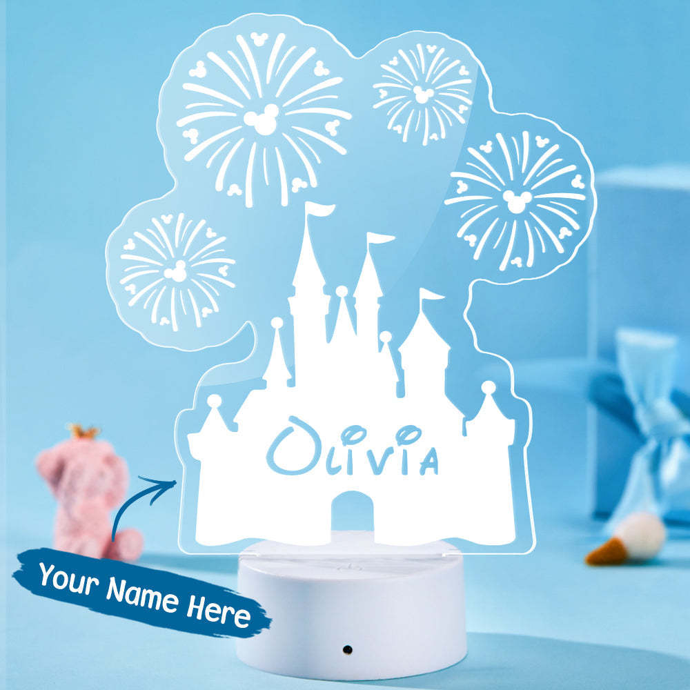 Luz De Noche Led Personalizada, Regalo De Bebé, Decoración De Guardería, Luz De Noche De Castillo De Princesa Personalizada - milamparaluna