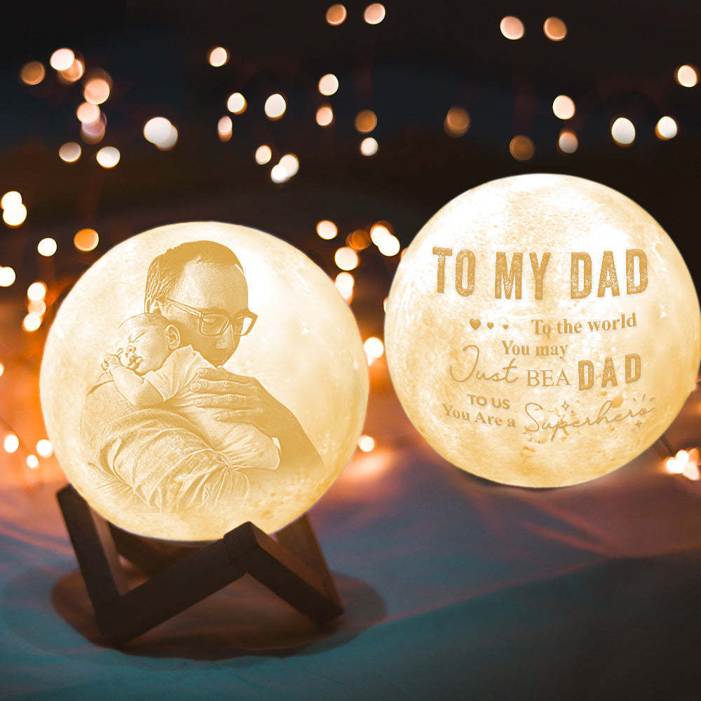 Lámpara De Luna Con Foto 3d Personalizada Con Control Táctil Para La Familia A Mi Papá Regalo Para Papá - mymoonlampes