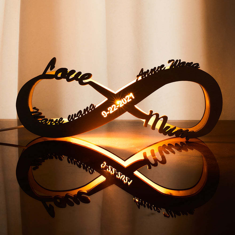 Luz De Noche De Madera Personalizada, Regalo Para El Día De La Madre, Letrero Con Nombre, Lámpara Personalizada, Regalo Infinito Para Mamá - mymoonlampes
