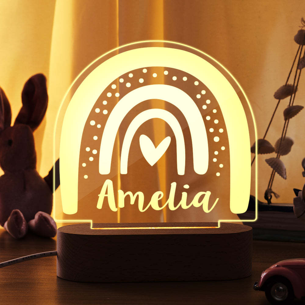 Arco Iris Personalizado Luz Nocturna Arcoíris Guardería Niños Dormitorio Regalo De Cumpleaños Personalizado Para Niños Luz Nocturna Infantil - milamparaluna