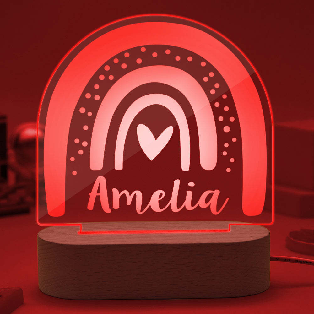 Regalo De Bebé, Luz De Noche De Arcoíris Personalizada Para Niños, Habitación De Guardería, Luz De Noche, Lámpara De Escritorio, Luz De Guardería Personalizada, Lámpara Led Para Dormitorio - milamparaluna