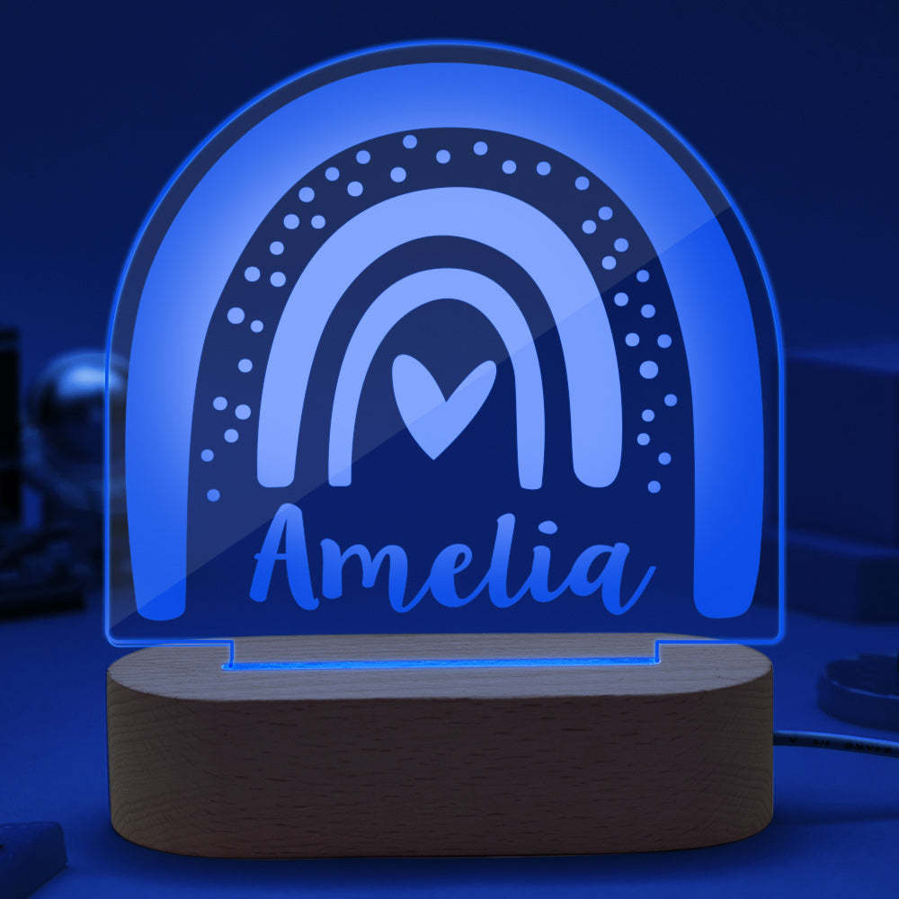 Regalo De Bebé, Luz De Noche De Arcoíris Personalizada Para Niños, Habitación De Guardería, Luz De Noche, Lámpara De Escritorio, Luz De Guardería Personalizada, Lámpara Led Para Dormitorio - milamparaluna