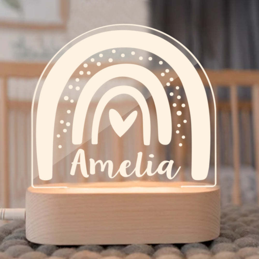 Luz De Noche De Arcoíris Personalizada Para Niños, Habitación De Guardería, Luz De Noche Con Nombre, Lámpara De Escritorio, Luz De Guardería Personalizada, Lámpara Led Para Dormitorio, Regalo Para Bebé - milamparaluna