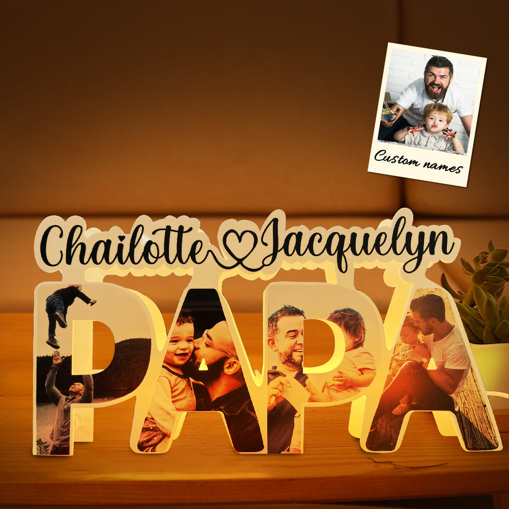 Luz Personalizada Con Nombre De Foto De Papá, Lámpara Acrílica Personalizada Con Nombre De Familia, Decoración De Escritorio, Regalo Para Padre