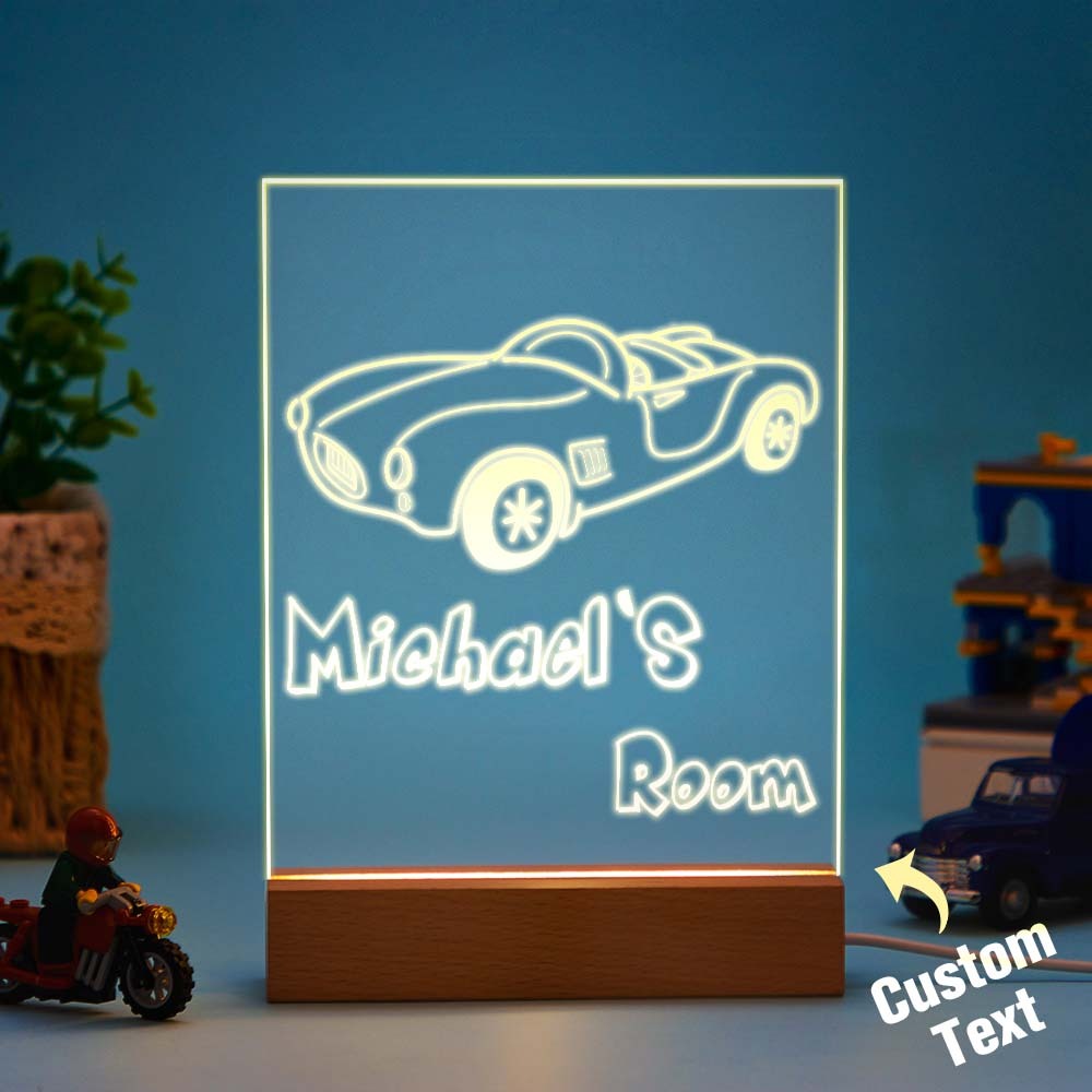 Lámpara Coche Nombre Personalizado Decoración Habitación Bebe Regalo Nacimiento Luz Nocturna Personalizable Niño Tema Camión Coche - milamparaluna