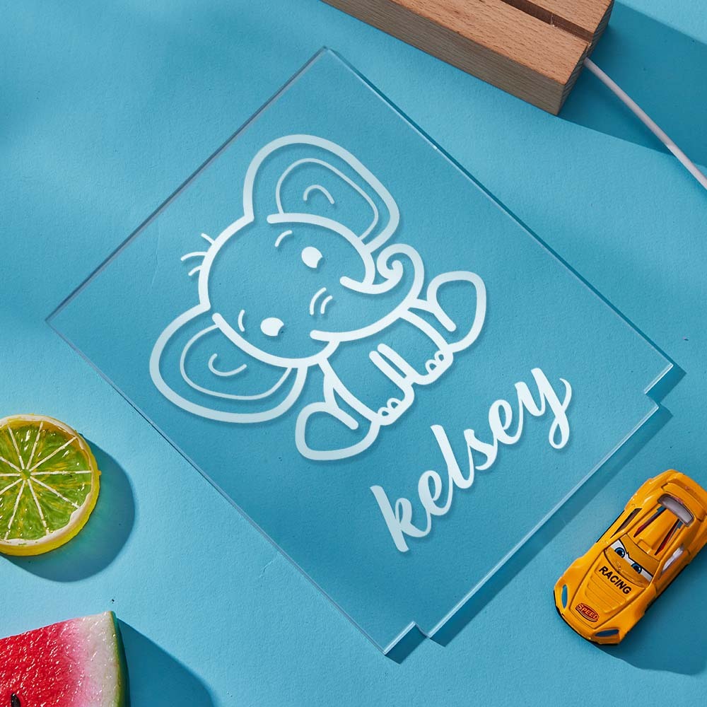 Lámpara De Elefante Personalizada, Decoración De Nombre, Habitación De Bebé, Regalo Original, Luz De Noche De Nacimiento Personalizable, Tema Infantil, Animales - milamparaluna