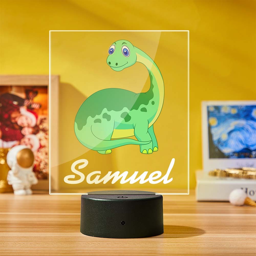 Custom Dino Night Light Dinosaur Decor Boys Room Boy Regalo De Cumpleaños - milamparaluna