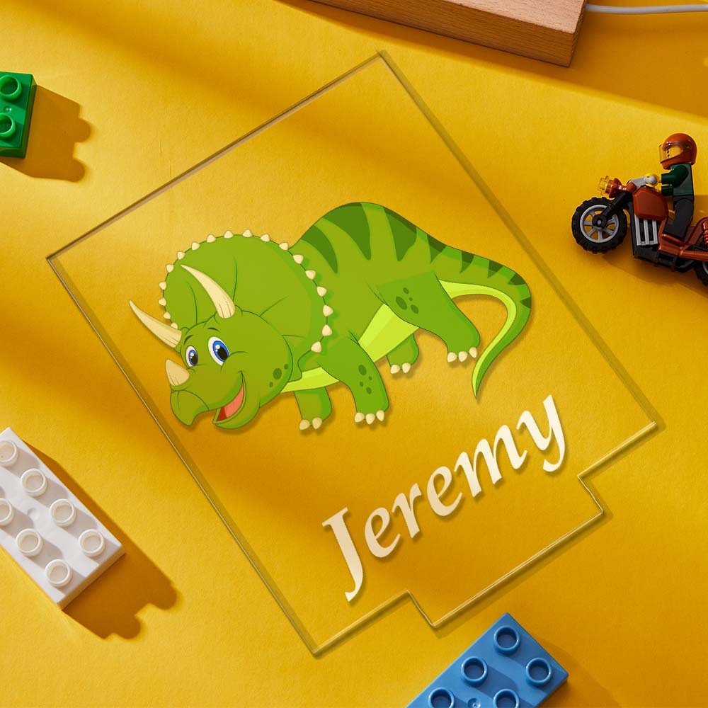 Luz De Noche Led De Dinosaurio Personalizada, Lámpara Con Control Remoto, Luz De Noche T-rex, Regalo De Cumpleaños Para Niños Con Grabado Láser Multicolor - milamparaluna