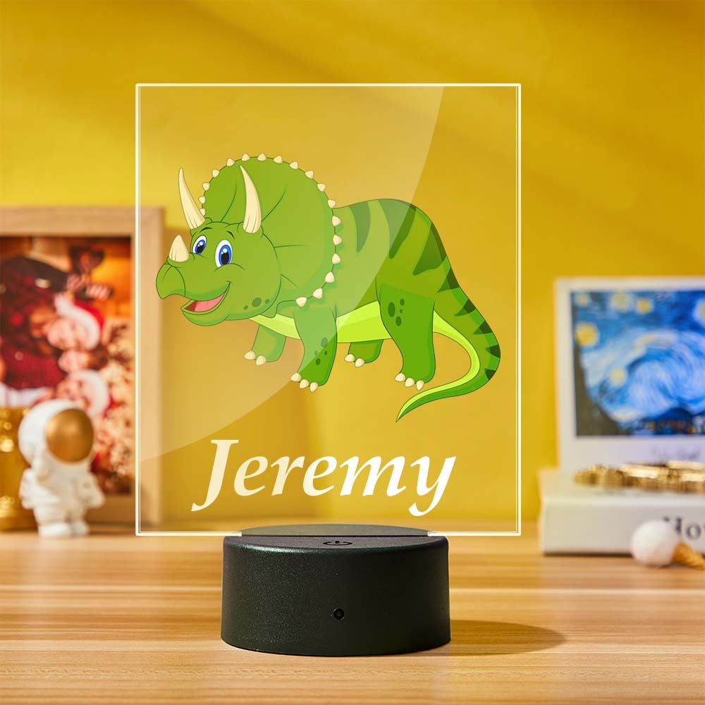 Luz De Noche Led De Dinosaurio Personalizada, Lámpara Con Control Remoto, Luz De Noche T-rex, Regalo De Cumpleaños Para Niños Con Grabado Láser Multicolor - milamparaluna