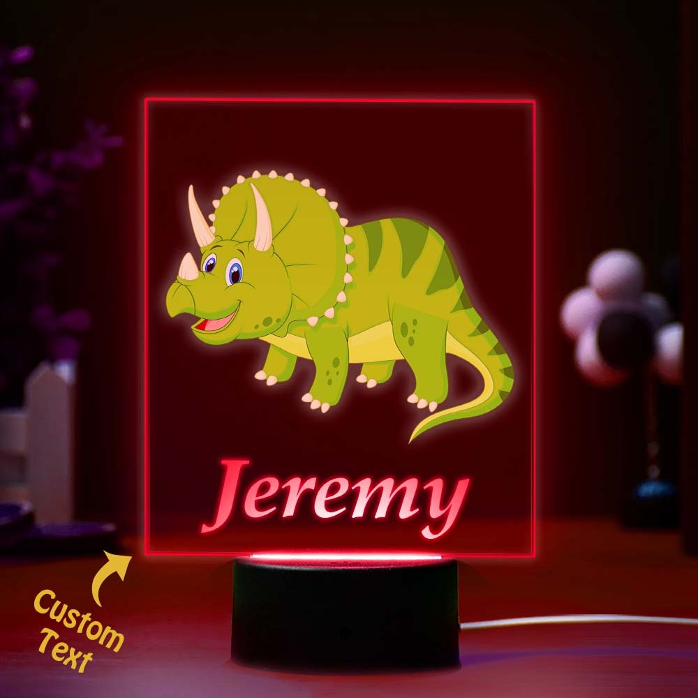 Luz De Noche Led De Dinosaurio Personalizada, Lámpara Con Control Remoto, Luz De Noche T-rex, Regalo De Cumpleaños Para Niños Con Grabado Láser Multicolor - milamparaluna