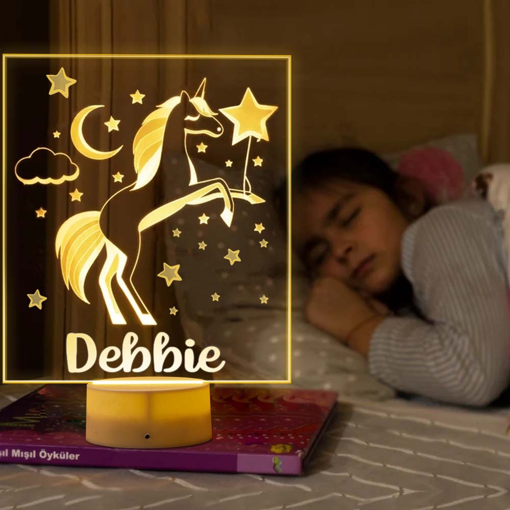 Unicornio Luz De Noche Niños Dormitorio Decoración Cuarto De Niños Regalo Para Niña Regalo Para 1er Cumpleaños Niña Lámpara Personalizada Lámpara De Noche Personalizada - milamparaluna