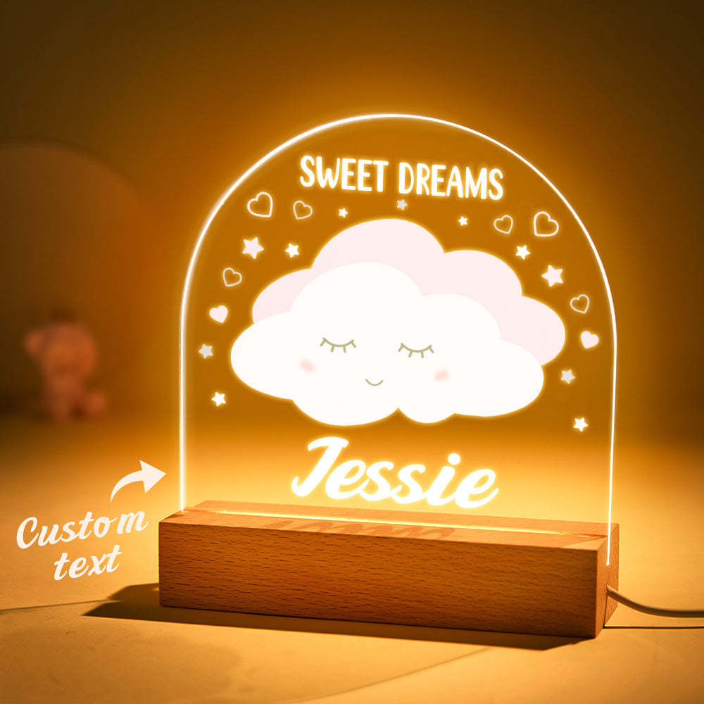 Lámpara Nube Rosa Personalizada Con Luz Nocturna Personalizada Para Bebé Niña - milamparaluna