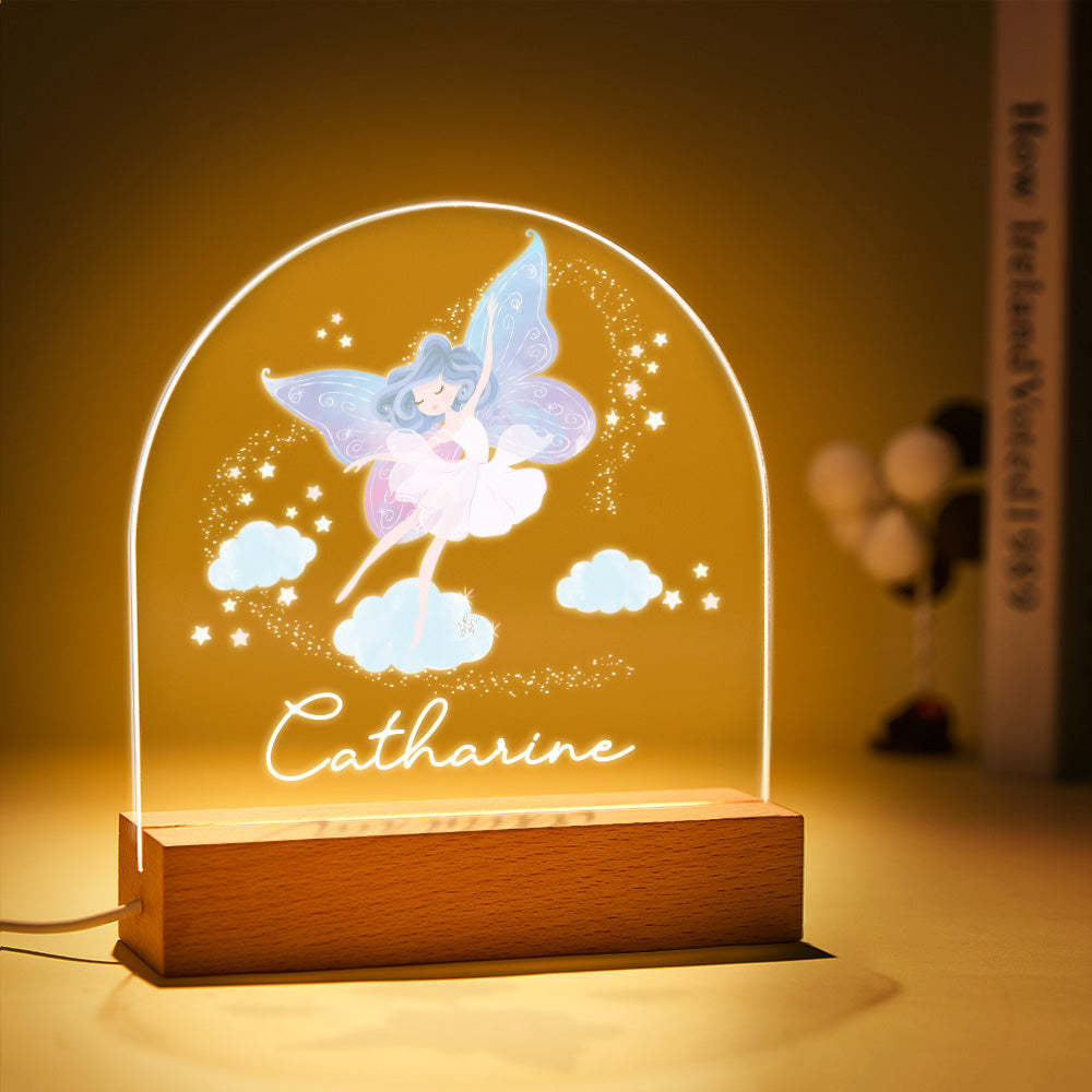 Lámpara De Noche De Hadas Personalizada El Regalo De Cumpleaños Para El Dormitorio De La Decoración Del Cuarto De Niños De La Niña - milamparaluna
