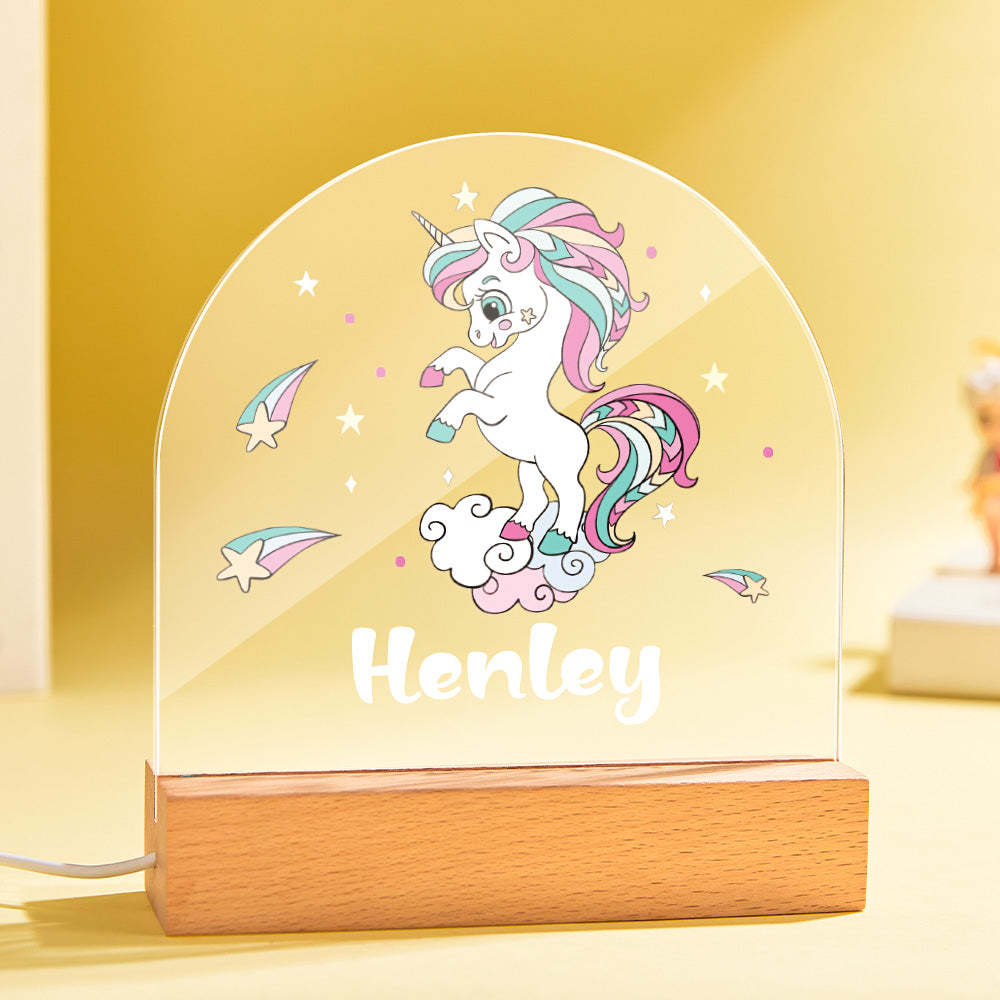 Luz De Noche De Unicornio Colorida Personalizada Con Nombre Para Decoración De Dormitorio De Niña - milamparaluna