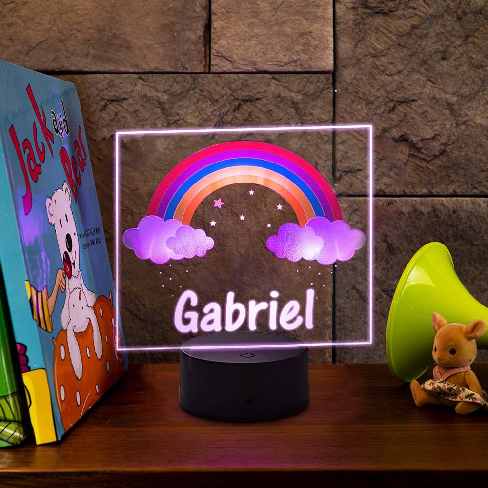 Lámpara Personalizada Del Arco Iris De La Decoración Del Hogar Con La Luz Led De Los Niños De La Luz De La Noche Del Nombre De Encargo - milamparaluna