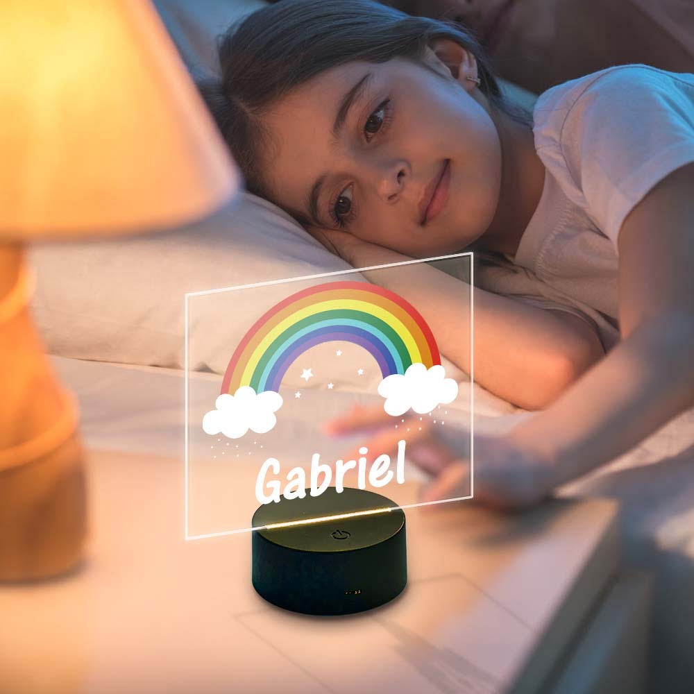 Lámpara Personalizada Del Arco Iris De La Decoración Del Hogar Con La Luz Led De Los Niños De La Luz De La Noche Del Nombre De Encargo - milamparaluna