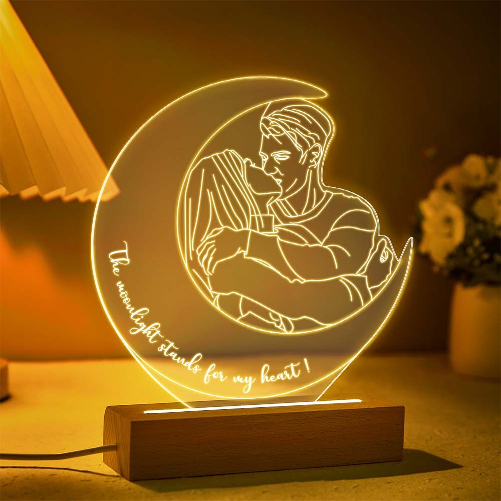 Diseño De Luna Personalizado Foto Luz De Noche Lámpara 3d Grabada Personalizada 7 Colores Luz De Noche Acrílica Regalos Únicos - milamparaluna