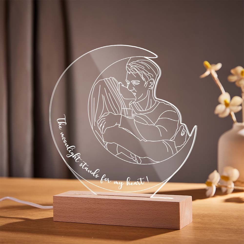 Diseño De Luna Personalizado Foto Luz De Noche Lámpara 3d Grabada Personalizada 7 Colores Luz De Noche Acrílica Regalos Únicos - milamparaluna