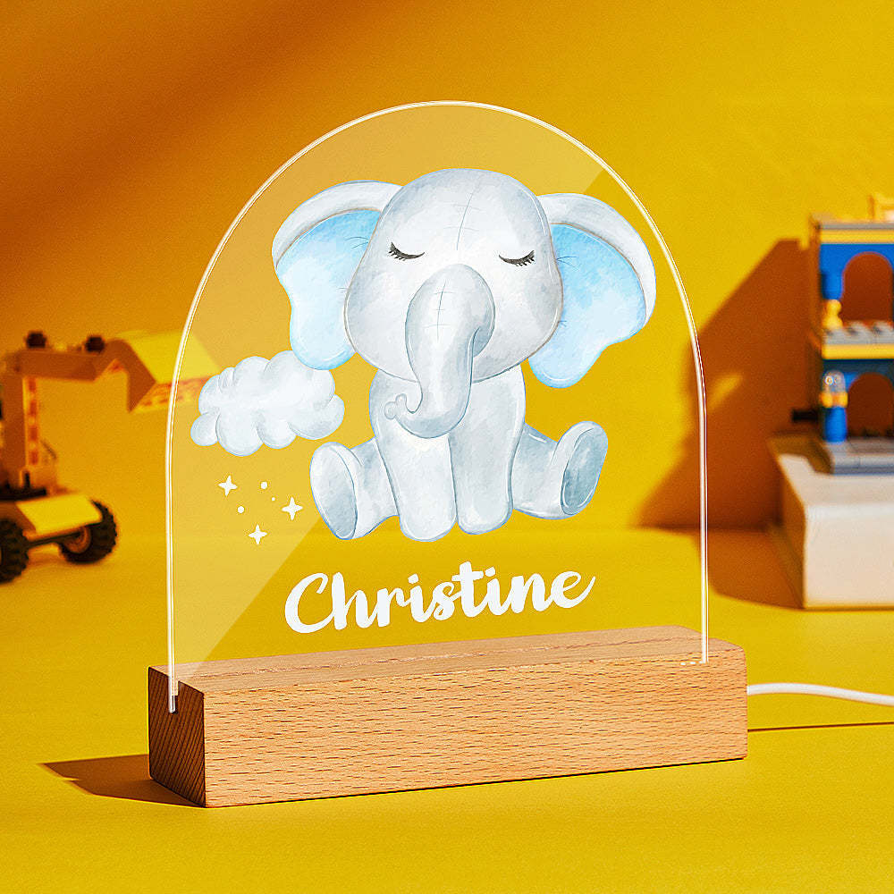 Lámpara De Noche De Hadas Personalizada Con Pequeño Elefante Encantador El Regalo De Cumpleaños Para El Dormitorio De La Decoración Del Cuarto De Niños Del Bebé - milamparaluna