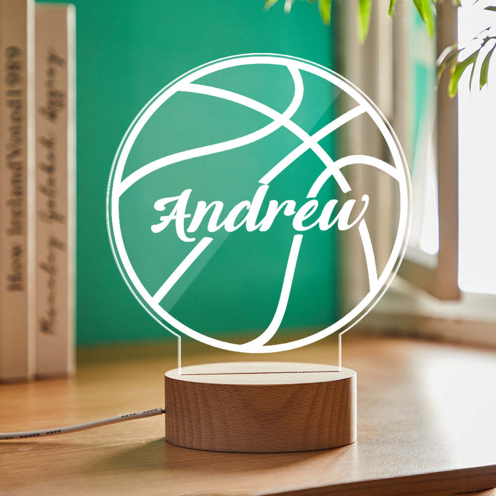 Diseño De Baloncesto De Luz De Noche De Acrílico Con Nombre Personalizado, Regalos Para Niños, Regalos De Cumpleaños Para Niños - milamparaluna